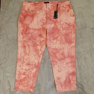 Forever 21 Jeans 3X Tie‎ Dye Bleached Pink Raw Hem Straight Leg Ankle New